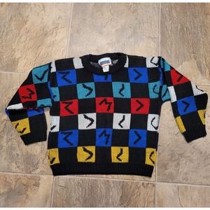 Vintage Tripleplay Toddler Acrylic Sweater Size 5 Bright Geometric USA Made